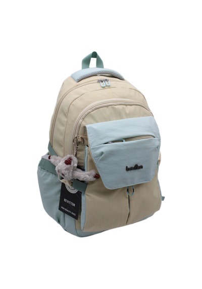 Günlük Sırt Çantası Unisex Çok Bölmeli Okul Çantası 2601 Bej-mavi