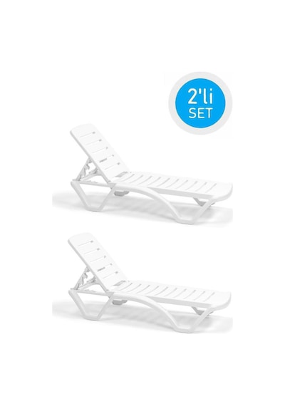 Omnipazar Sy-2537 Beyaz Elite Plaj Havuz Şezlong Beyaz