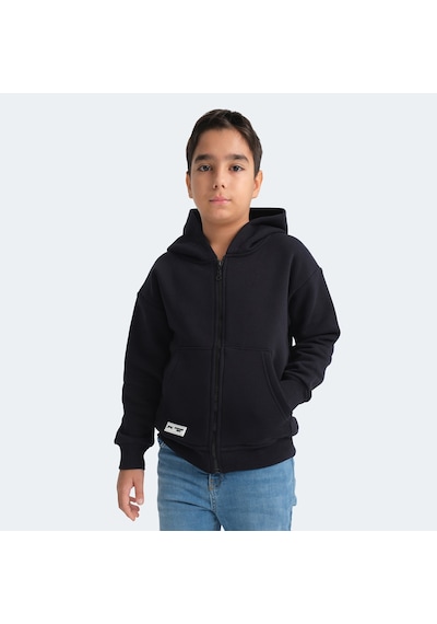 Slazenger LEKAN Çocuk Fermuarlı Kapüşonlu Cepli Lacivert Sweatshirt