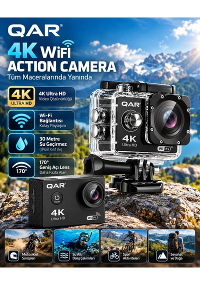 4k Ultra Hd Wifi Aksiyon Kamerası 16mp 170 Geniş Açı 30 Metre Su Geçirmez Kutulu Spor Kamerası Dalış Bisiklet Motosiklet Kamerası