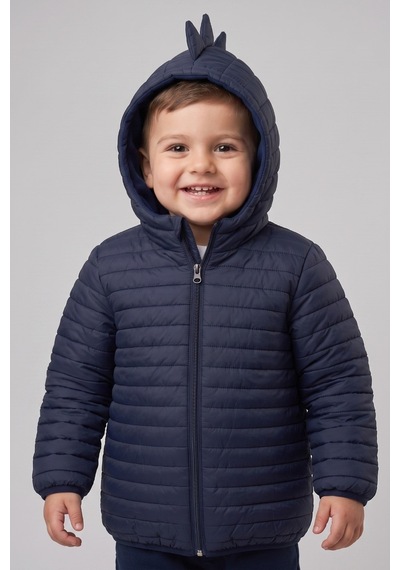 Mnk Baby & Kids Erkek Çocuk Kapüşonlu İçi Polarlı Fermuarlı Şişme Mont M00858 Lacivert