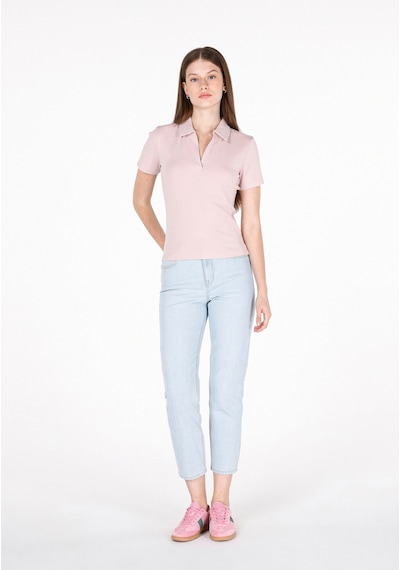 Colin's Colins Slim Fit Polo Yaka Düz Kadın Pembe Kısa Kol Tişört Cl1073834 Cl1073834 Q1.v2 Pın Pembe