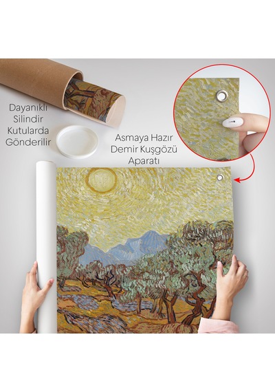 Vincent Willem Van Gogh - Zeytin Ağaçları Duvar Örtüsü - Olive Trees-7184