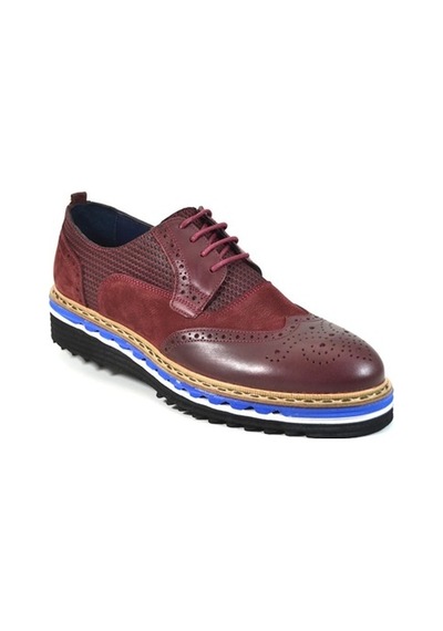 Komcero 2636 Bordo Deri Yüksek Taban Casual Erkek Ayakkabı-Bordo