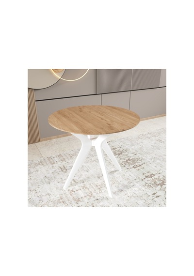 Freya Yemek Masası, 90x90 Yemek Masası, Yuvarlak Yemek Masası Meşe