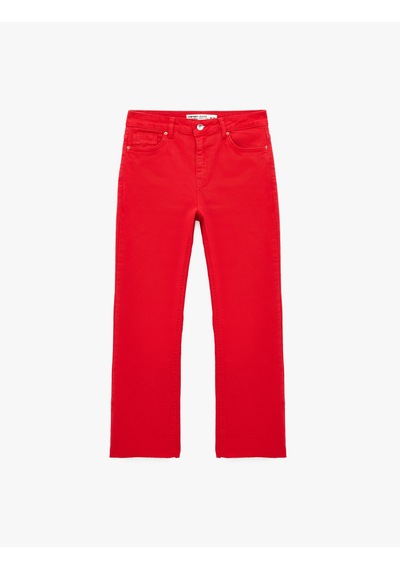 Koton Pamuklu Cepli Düğmeli İspanyol Paça Crop Jean Pantolon - Kick Flare Jeans Kırmızı 6sal40051mw Koton Pamuklu Cepli Düğmeli İspanyol Paça Crop Jean Pantolon - Kick Flare Jeans Kırmızı 6sal40051mw