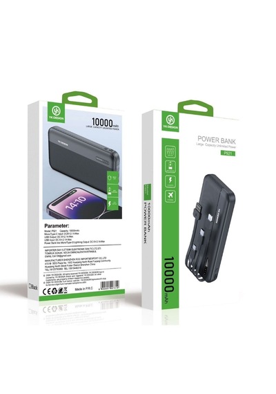 10000 Mah Micro Type-c Usb Lightning 4 Kablolu Hızlı Kablosuz Şarj Powerbank 4801 Diğer