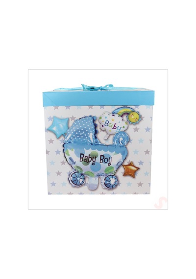 Kapaklı, Katlanır Demonte Karton Kutu, 30cm - Puset & Mavi