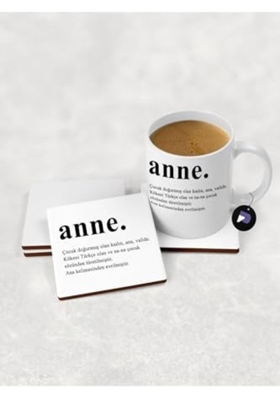 Sözlük Tasarımlı Kupa Bardak Seti Mug Günü Hediyesi Hediye Çok Renkli