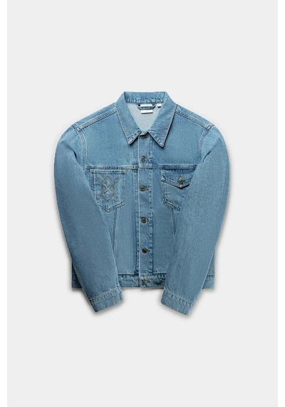 Daily Paper Nunise Denim Ceket - Orta Mavi Renk, Şık Tasarım Ve %100 Pamuklu Açık Mavi