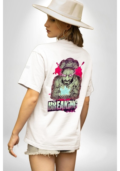 Breaking Bad Beyaz Oversize Unisex Ön Ve Sırt Baskılı Tişört Beyaz