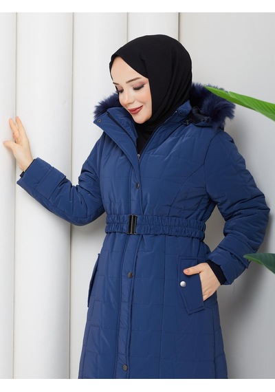 Eslemnur Nova Kumaş Şişme Mont 115cm Mavi