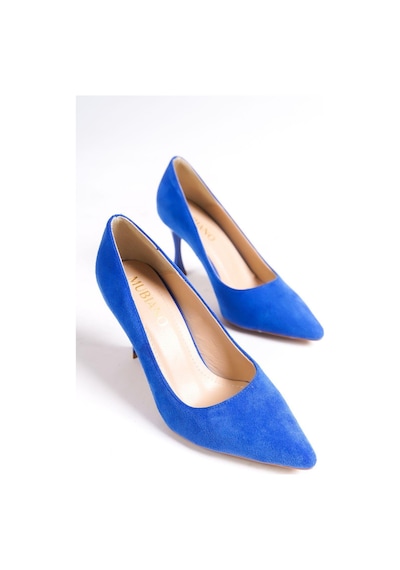 Mubiano Hakiki Deri Mb970-m Kadın İnce 9 Cm Topuklu Mavi Süet Stiletto & Topuklu Ayakkabı Mavi