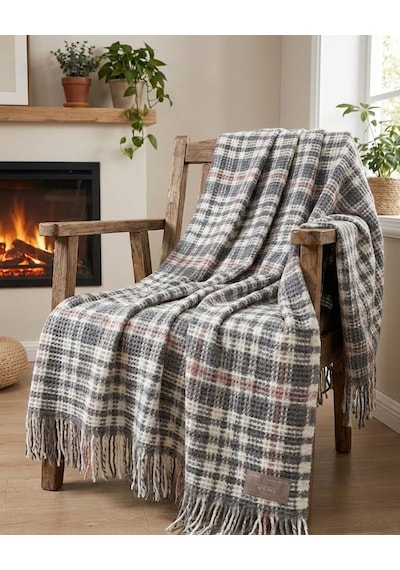 Dinarsu Cozy Life Pamuklu Skoç Tv Battaniyesi Maria Pembe Gri 130 X 170cm Gri - Pembe