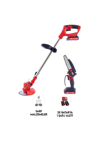 Dawreek Red21 İkili Tırpan Seti Şarjlı Tırpan + Testere