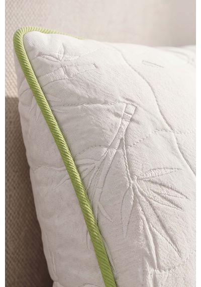 Bamboo Kapitoneli Fermuarlı Yastık Beyaz