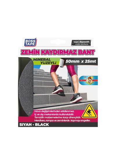 Bosstape Zemin Merdiven Kaydırmaz Bant 50mmx25mt Siyah