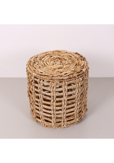 Side Doğal Abaka 33x33 Cm Kapaklı Çamaşır Ve Dekorasyon Sepeti Bej