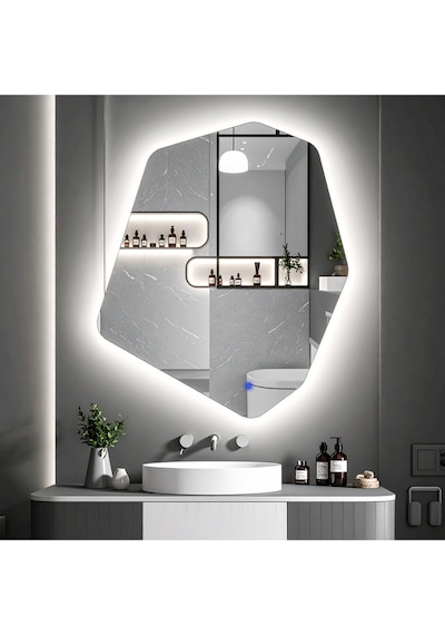 Vortex Beyaz Led'li Lavabo & Banyo Aynası Dokunmatik Sensörlü 90 X 76