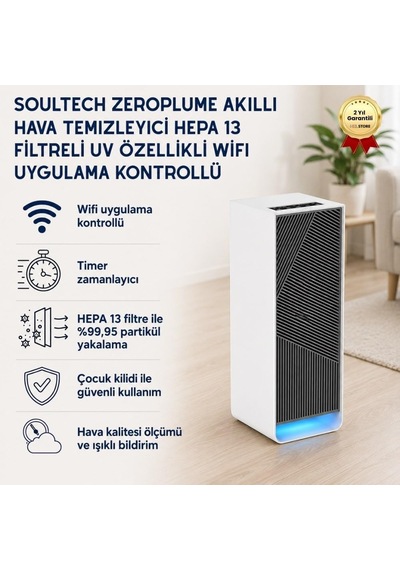 Zeroplume Akıllı Hava Temizleyici Hepa 13 Filtreli Uv Özellikli Wifi Uygulama Kontrollü Diğer