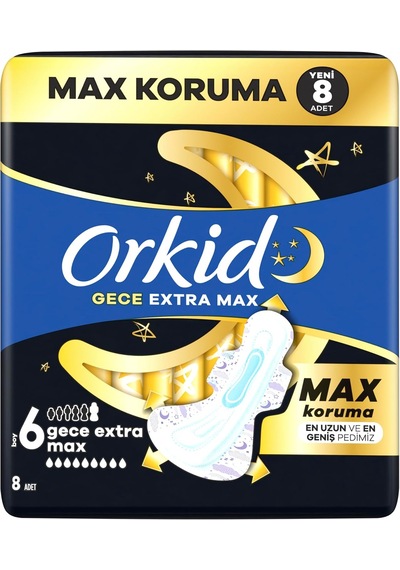 Orkid Ultra Hijyenik Ped Gece Ekstra Max Boy 6 8 Adet Ped