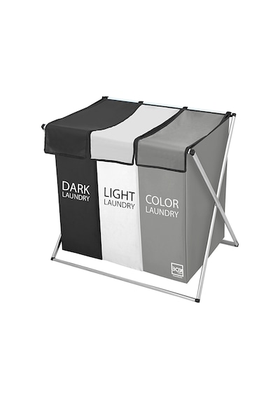 Box&Box Üç Bölmeli Çamaşır Sepeti Beyaz - Gri - Siyah