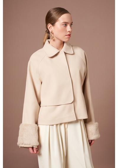 Ftz Women Kadın Kaşe Kısa Kaban Beige 31279 Beige