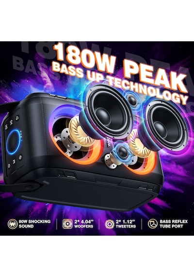 Bluetooth Hoparlör, 80w Taşınabilir Kablosuz Hoparlör Kutusu Müzik Kutusu, Güçlü Bas, Güçlü 105db Ses, Karışık Renkli Led Işıkları, Usb Çalma, 24 Saat Çalma Süresi Bluetooth Hoparlör, 80w Taşınabilir Kablosuz Hoparlör Kutusu Müzik Kutusu, Güçlü Bas, Güçlü 105db Ses, Karışık Renkli Led Işıkları, Usb Çalma, 24 Saat Çalma Süresi