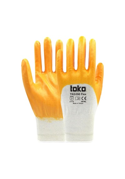 Toko Tkg350 Flex Sarı Pamuk Nitril Eldiven No: 10/xl