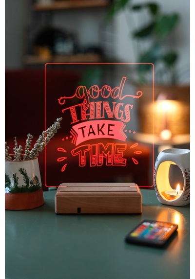 Good Things Take Time Ev 16 Renk Kumandalı 3d Gece Lambası