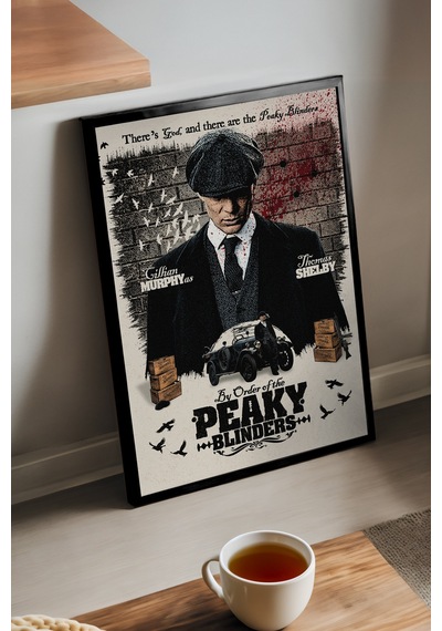Peaky Blinders Siyah Ahşap Çerçeveli Poster, Dekoratif Dizi Duvar Tablosu