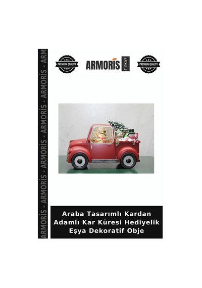 Araba Tasarımlı Kardan Adamlı Kar Küresi Hediyelik Eşya Dekoratif Obje