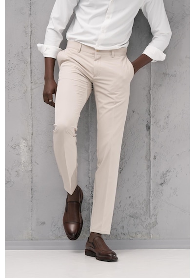 Notra Slimfit Pamuklu Full Likralı Esnek Yazlık Kumaş Pantolon Krem