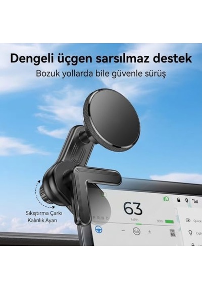 Magsafe Uyumlu Araç İçi Telefon Tutucu - Tesla Ve Tüm Araç Ekranı Arkası Montaj - 360 Dönebilen Katlanabilir G