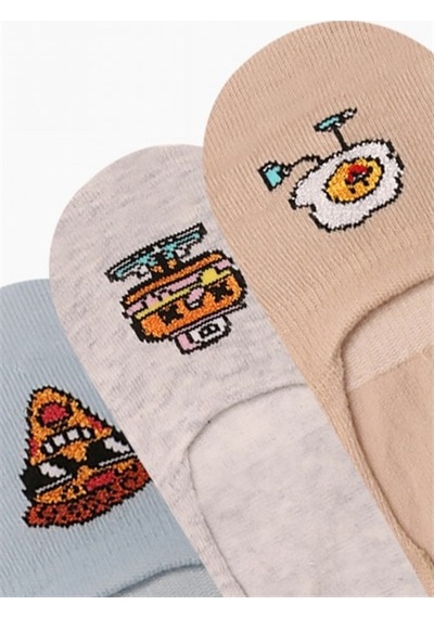 Brz Kids Hamburger Desenli Erkek Çocuk Babet Çorabı 3Lü Set