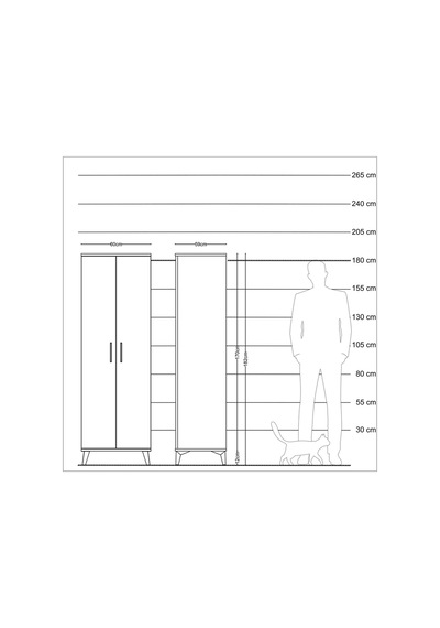 Kronos Dolap 4 Raflı 2 Kapaklı 60x59x182 Çam-aytaşı Çam