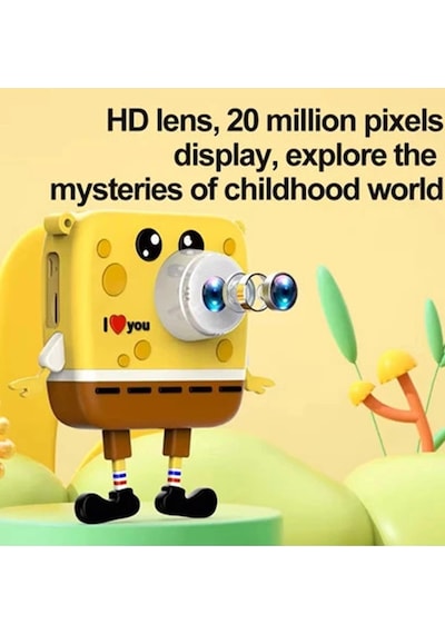Sünger Bob Tasarımlı Yeni Nesil Çocuk Fotoğraf Makinesi Çift