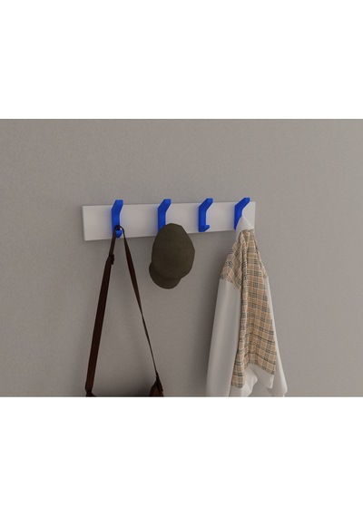 Hepsi3boyutlu Modern Duvar & Kapı Kanca Askılık - 4 Adet Mavi Kanca Askılık - Model No : 2 Mavi