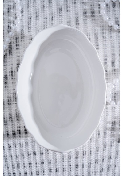 Acar King Oval Kayık Tabak - 16 Cm Beyaz