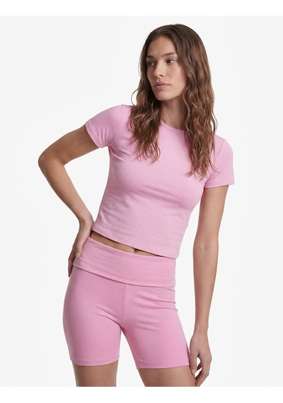 Koton Katlı Kemer Detaylı Yüksek Bel Slim Fit Spor Biker Tayt Pembe 6sak40276nk Gül