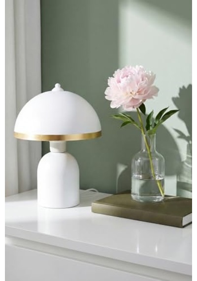 Luna Gold Abajur, Bohem Masa Lambası Ve Salon Oturma Odası Aydınlatması - Beyaz - 25 Cm Modern Dekoratif Masa La Diğer