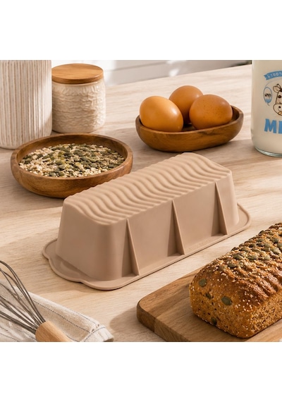 Porsima 30003-1 Silikon Ekmek Kalıbı Dikdörtgen Kek Kalıbı Krem 7 25cm Diğer