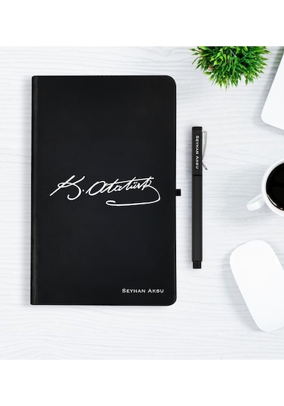 Kişiye Özel Atatürk Temalı Siyah Defter Kalem Seti - 6
