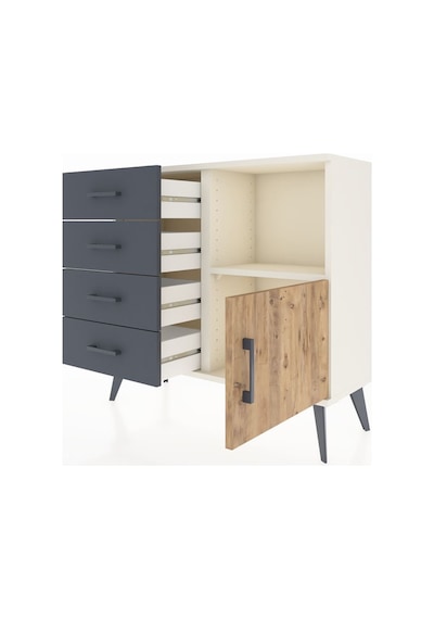 Arges Şifonyer Tek Raflı 4 Çekmeceli Tek Kapaklı 88x30x80 Aytaşı-çam/antrasit Çam/antrasit