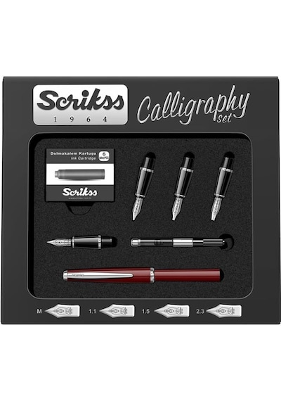 Scrikss Kaligrafi Kalemi 33 Set Bordo Siyah