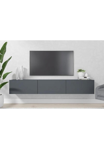 Beliz Tv Ünitesi Tv Sehpası Alt Modül Gri 200 cm Mdf