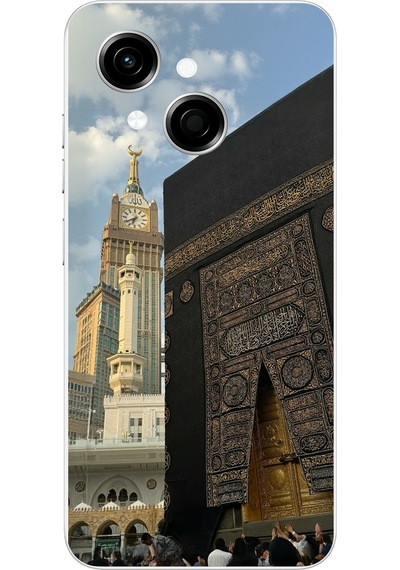 Tecno Spark Go 1 Uyumlu Manevi Huzur Kabe Kapısı Umre Baskılı Silikon Kılıf Renkli