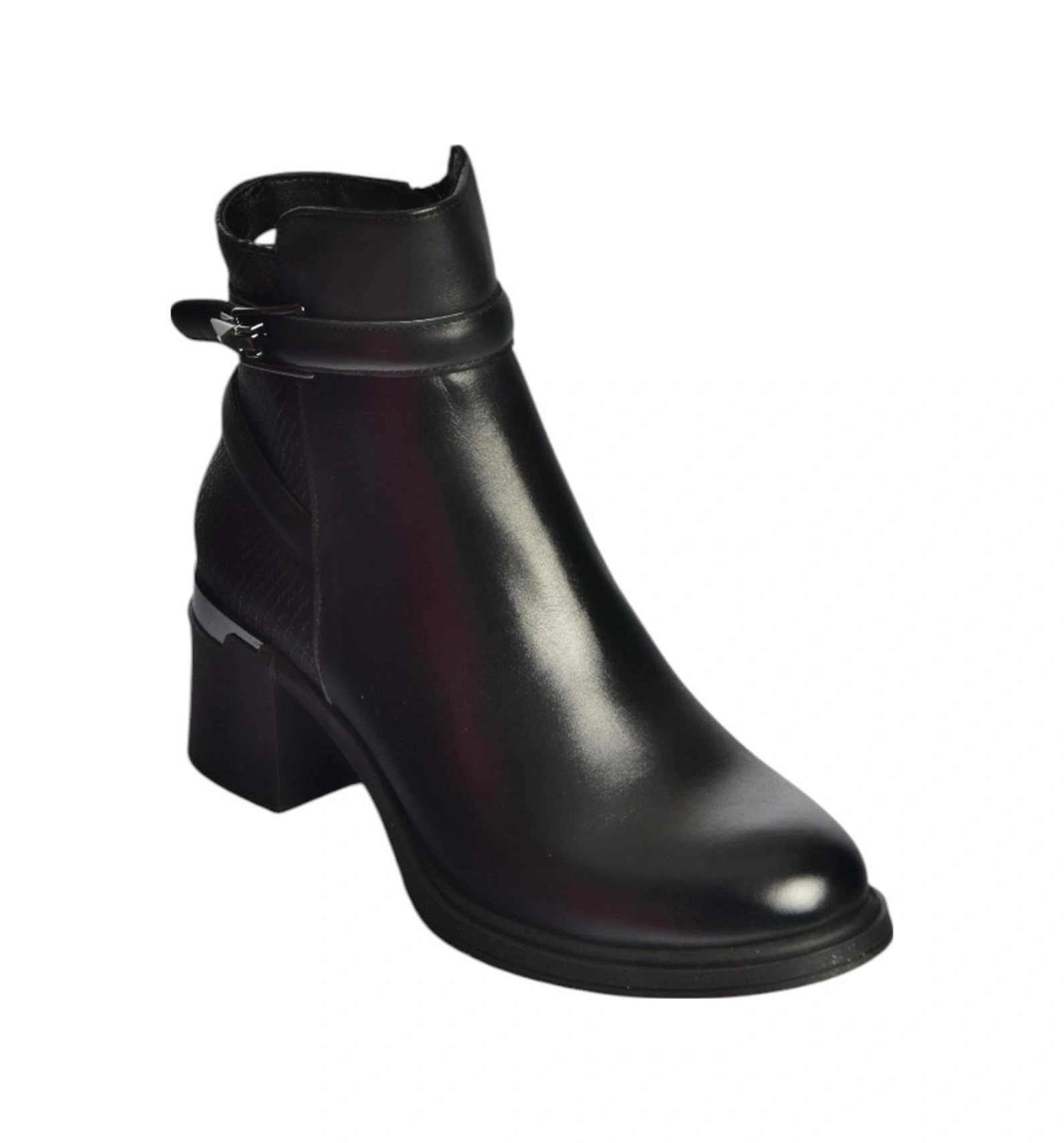 Fox Shoes V555258003 Siyah Hakiki Deri Kalın Topuklu Kadın Bot Siyah-hakiki Deri