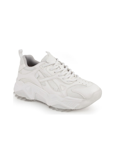 Libero L083.65137 Gri Hakiki Deri Kadın Sneaker Yüksek Tabanlı Rahat Spor Ayakkabı Beyaz