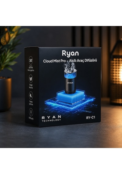 Cloud Mist Pro Akıllı Araç Difüzörü 360 Koku Yayılımı Nano Mist Teknolojisi 7 Renk Led 800 Mah Şarjlı Ekstra Kartuş li
